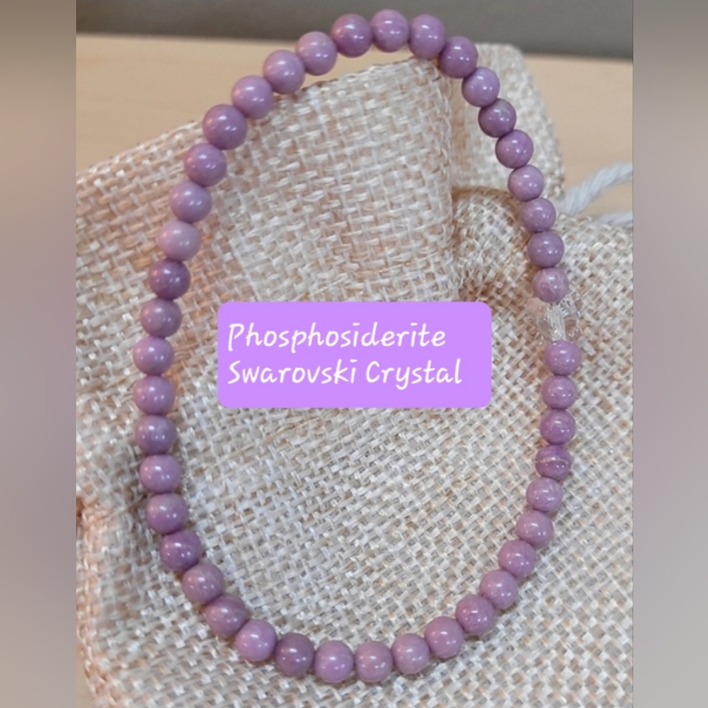 'Stress Reliever' Phosphosiderite Semi-precious Gemstone Swarovski Butterfly